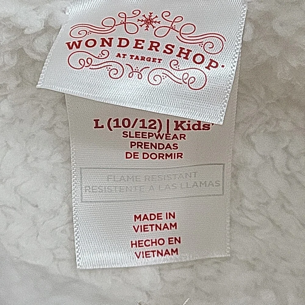 Kids' Large Sz 10/12 White Sherpa Fleece Lounge Pullover Quarter Zip Top Pockets